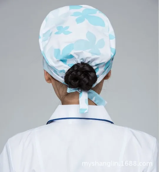 

Operating room flower hat chlorine-resistant bleaching male and female hospital nurse hat beauty care doctor patient headscarf