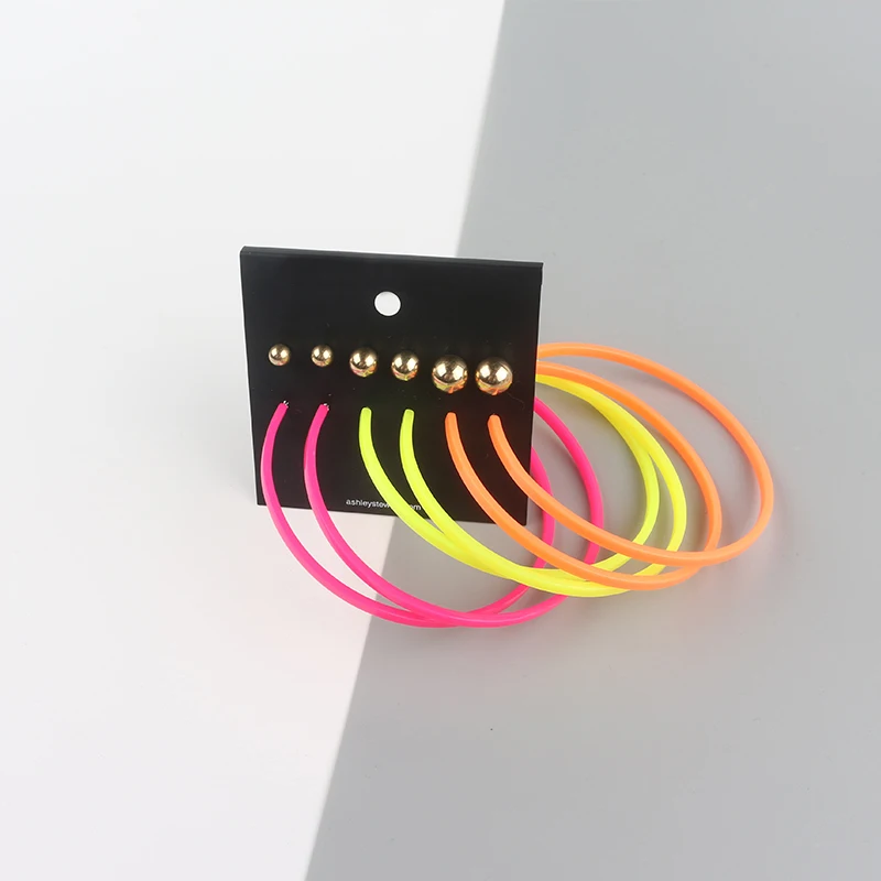 85mm Candy Color Big Circle Hoop Earrings Pink Yellow Orange Acrylic Steel Ball 2019 Large Statement | Украшения и аксессуары