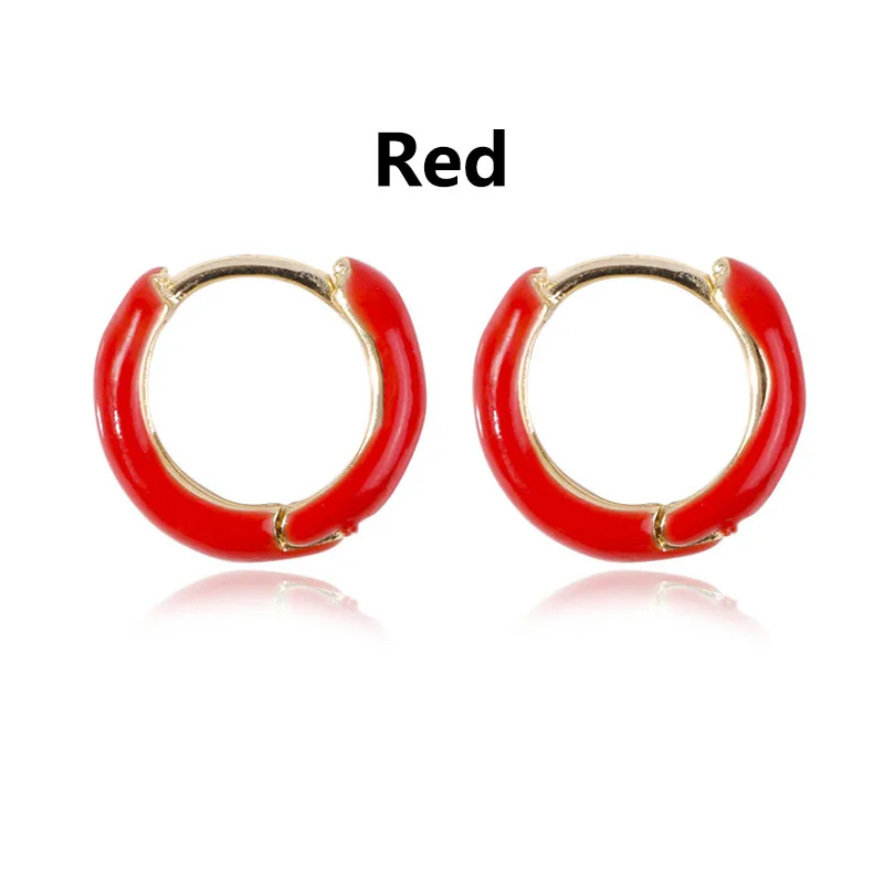 

1Pair/2pcs Trendy Dripping Oil Small Hoop Earrings Women Girl Multicolor Round Circle Copper Earring 2021 Anti-allergy Brinco