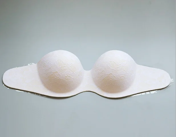 High Quality Womens Lace Stick Bra On Breast Sticker Nipple Cover Nude One Piece Push Up Bra Seamless Silicone Bra Washable