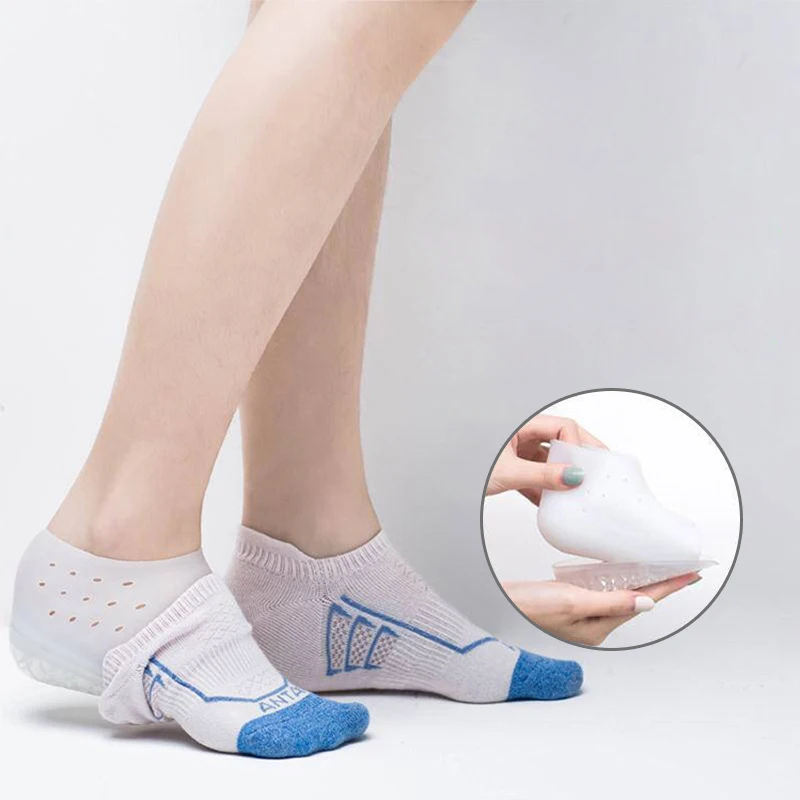 

2-4cm Invisible Height Increase Socks Women Men Heel Pads Silicone Gel Lift Insoles Dress In Socks Cracked Foot Skin Care Tool