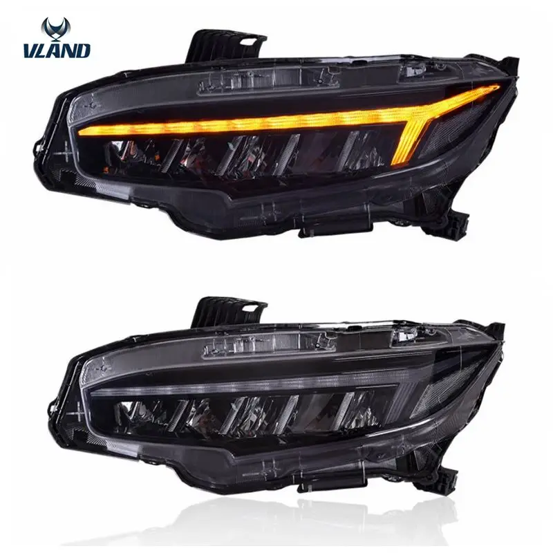 VLAND автомобильный Стайлинг Головной фонарь для Civic светодиодный 2014 2019 с