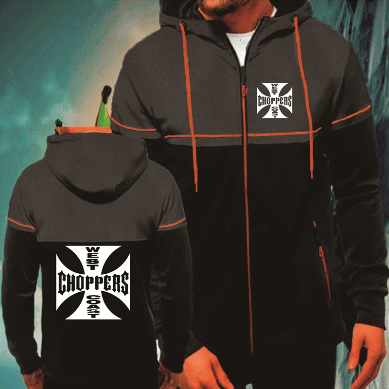

Spring Autumn Fashion Men's Zip Jacket West Coast choppers Casual Splicing Men's Jacket High Quality Cotton Men's clothes