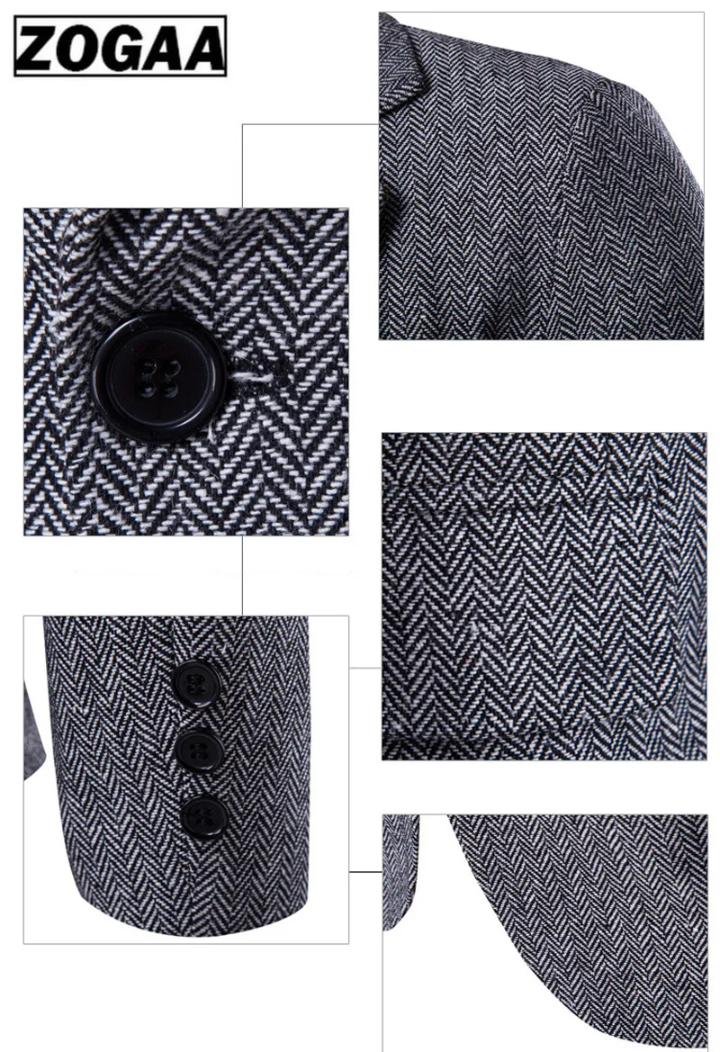 Мужской костюм Блейзер Куртка из смесовой шерсти 2018 г. Модные однобортные