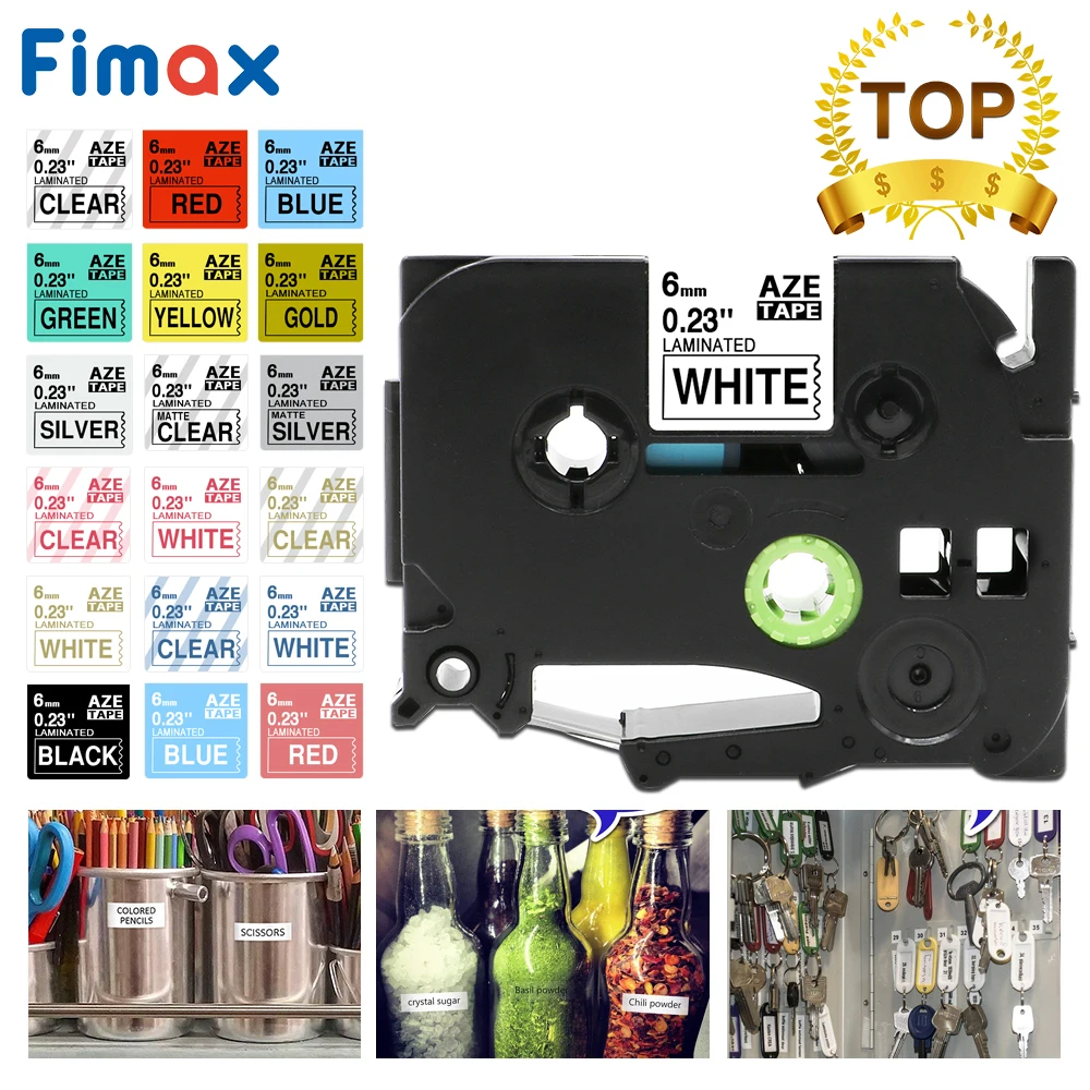 Fimax 1 шт. Φ Tze611 совместима с Brother P touch лента для этикеток 6 мм черно белая сенсорного