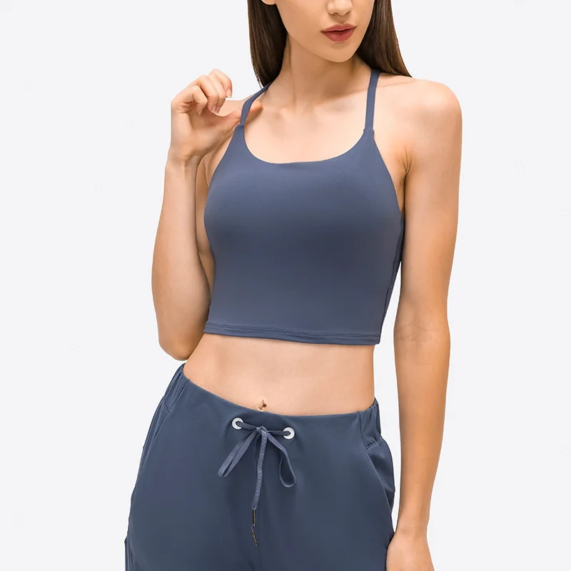 

New I-shape beauty back with breast cushion shockproof Yoga vest for casual running