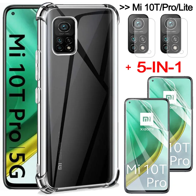 5 в 1 Гидрогелевая пленка + чехол для mi 10t pro xiaomi 10 t lite case mi10t чехлы силиконовый