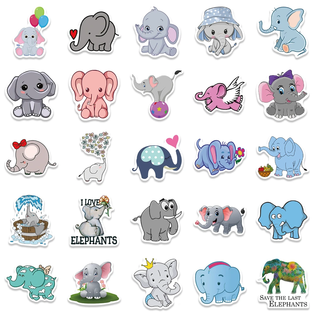 103050 pcs cartoon cute baby elephant doodle stickers diy phone fridge laptop moto luggage skateboard kids toy reward stickers free global shipping