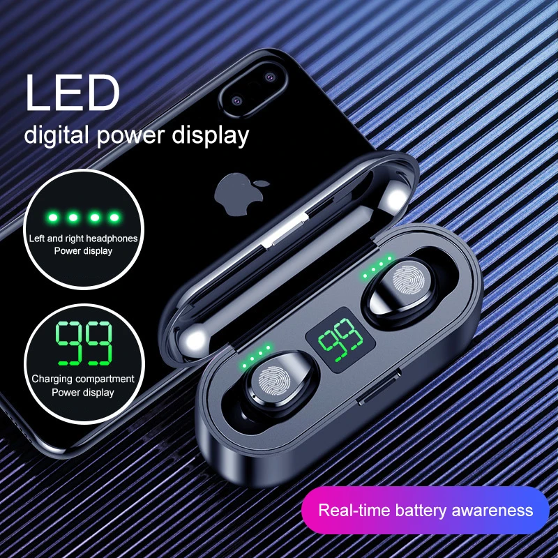 F9 Hifi Bluetooth 5 0 наушники водонепроницаемые IPX7 беспроводные Siri touch USB Power Bank air dots для