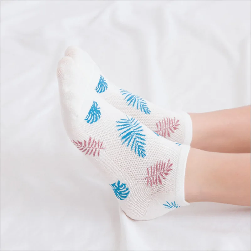 Милые новые женские носки 2020 повседневные носки-башмачки в полоску с листьями и