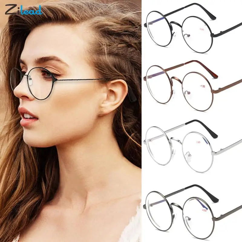 

Zilead Vintage Myopia Glasses Frame Round Metal Women Men Clear Lens Nearsighted Eyewear Eye Glasses Diopters-1.0-1.5-2.0 To-4.0