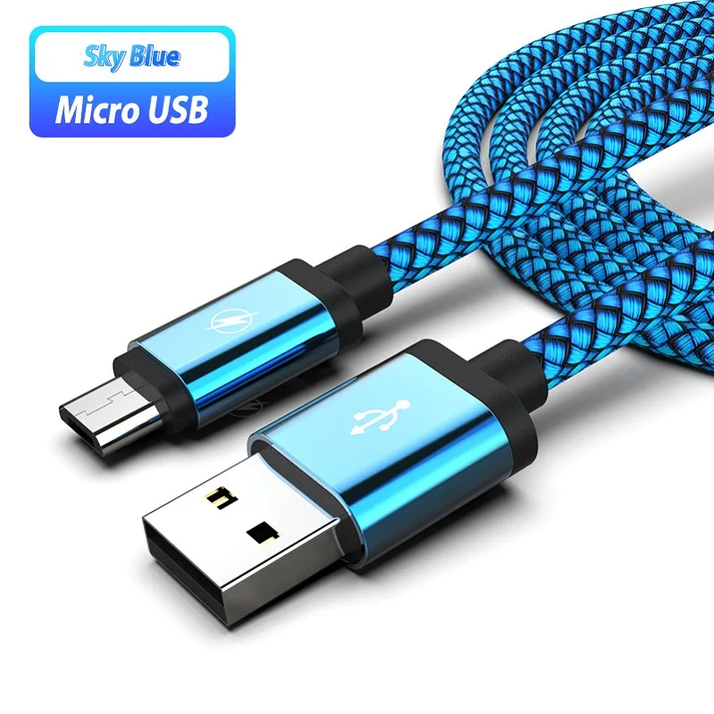 1/2/3 м Микро usb-кабель телефон Android Зарядное устройство кабель для зарядки Micro USB зарядка через usb провод шнур для Xiaomi Redmi 5 Plus iPhone 7 iPhone 6 6A S2 - Цвет: Blue Cable Only