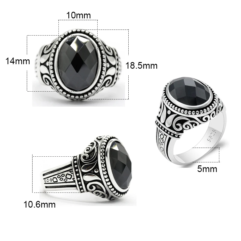 Мужское кольцо из серебра 925 пробы с натуральным камнем|Кольца| |