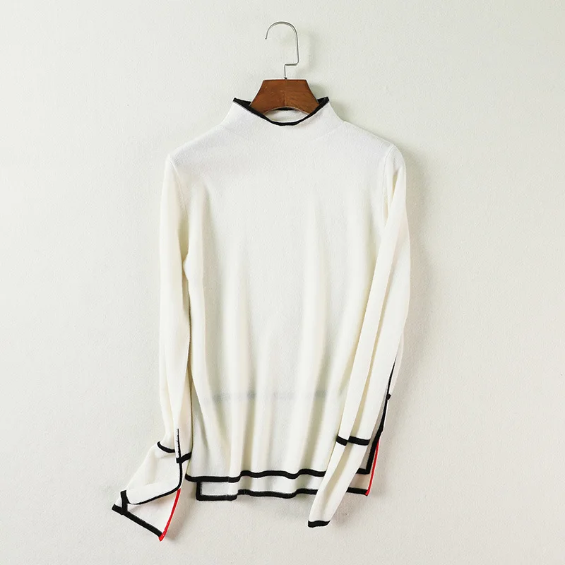 Женский свитер с воротником средней длины трикотажный джемпер из 100% мериносовой