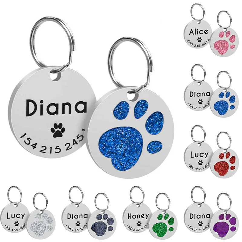 

Personalized Engraving Pet Cat Name Tags Customized Dog ID Tag Collar Accessories Nameplate Anti-lost Pendant Metal Keyring