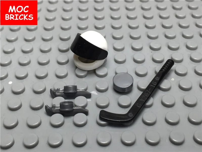 Кубики MOC сделай сам набор для хоккея с шайбой спортивный шлем снаряжение катания