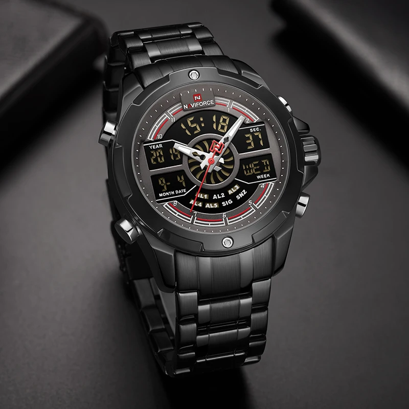 Люксовый бренд NAVIFORCE мужские часы военный светодиодный цифровой Спорт наручные