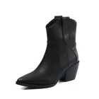 Женские полусапожки Челси с острым носком, ковбойские полусапожки на танкетке, 2022