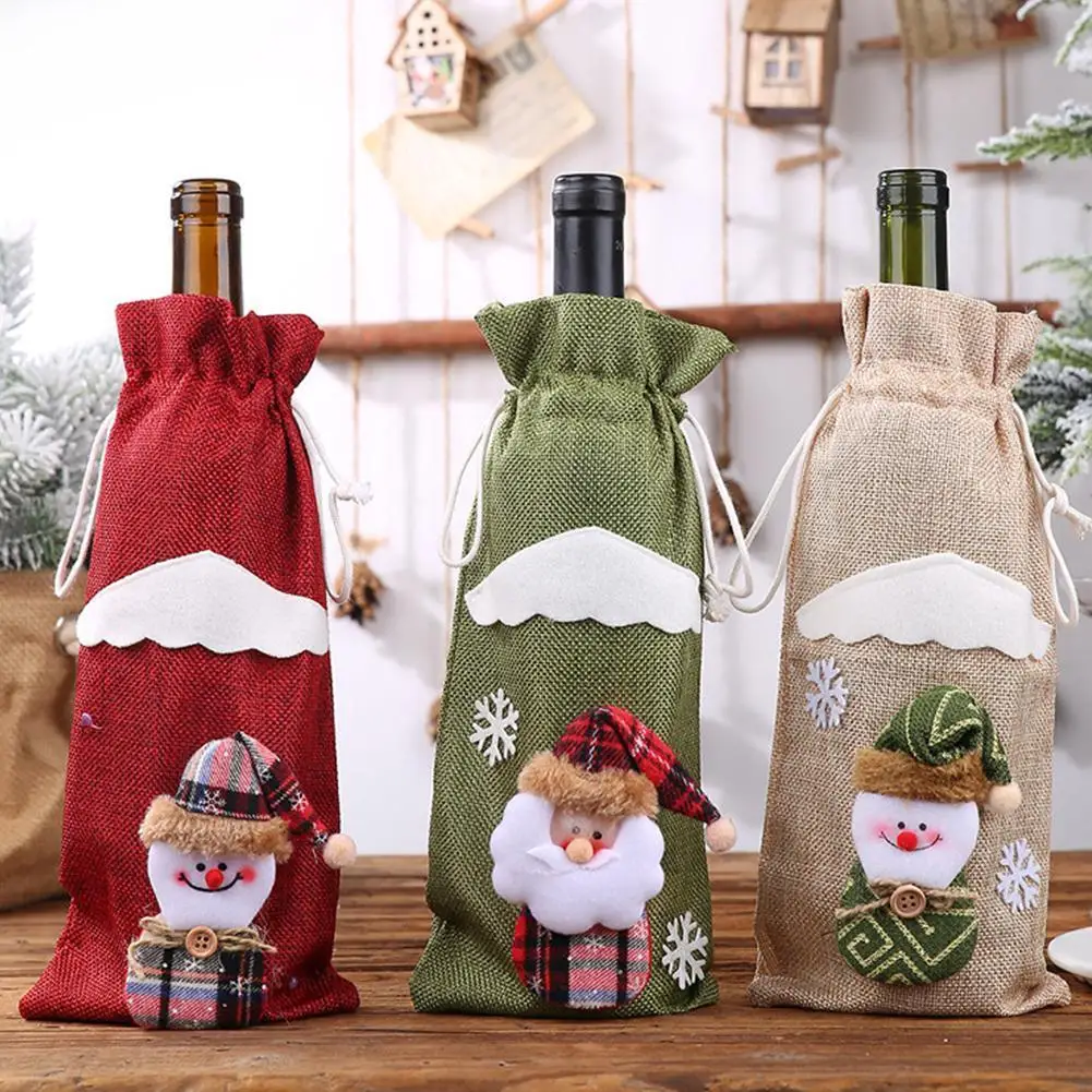 

Рождественский чехол для винной бутылки, Рождественский Декор, праздничный чехол для бутылки Санта-Клауса, шампанского, рождественские укр...