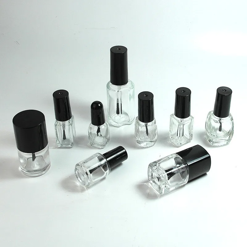 

Прозрачная стеклянная бутылка для лака для ногтей, 5 мл/10 мл/15 мл, пустые многоразовые косметические контейнеры, стеклянные бутылки для ногт...