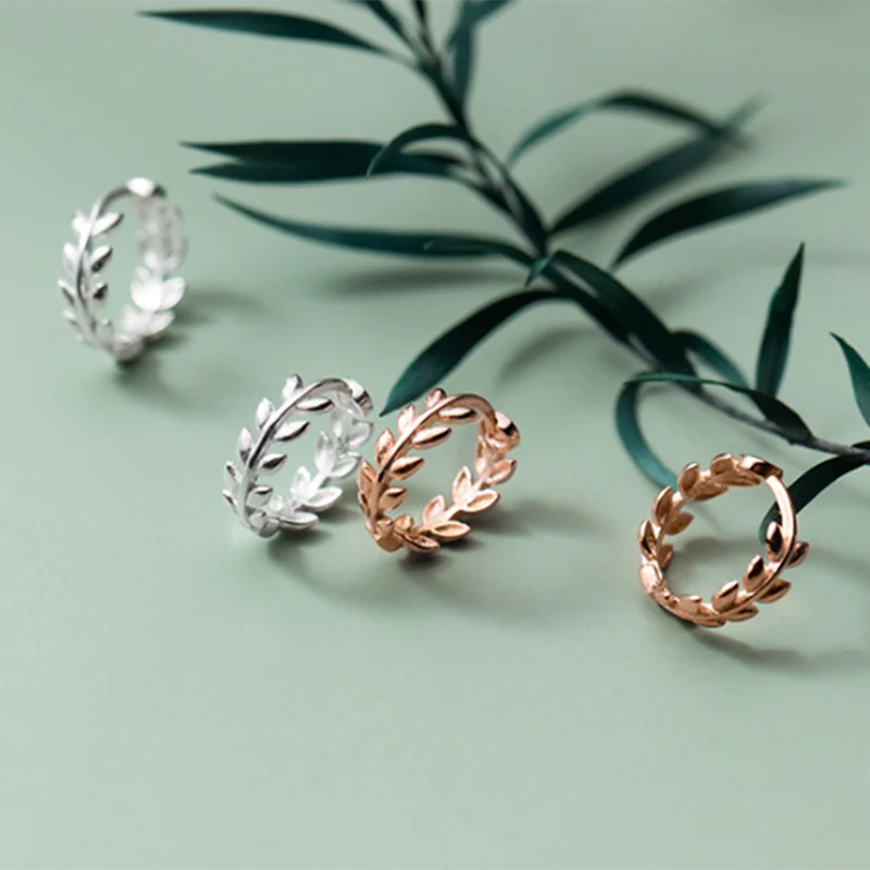 

WANTME 925 Sterling Silver Simple Cute Olive Branch Bud Sweet Ear Buckle Earrings for Women Teen Party Huggie Earrings Jewelry
