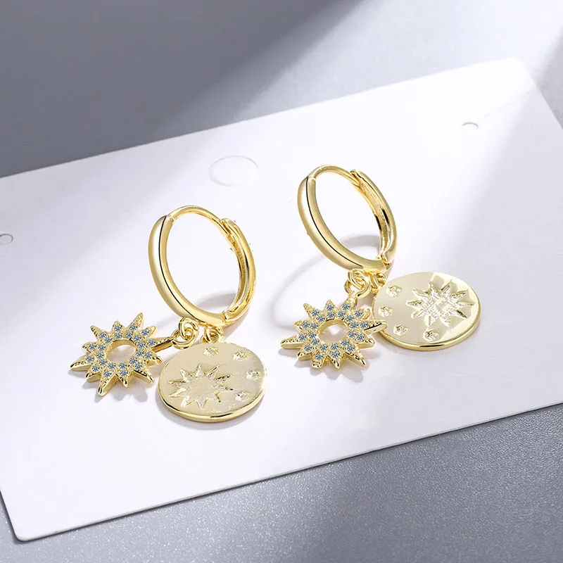 Женские серьги-кольца из серебра 925 пробы с фианитом | Украшения и аксессуары
