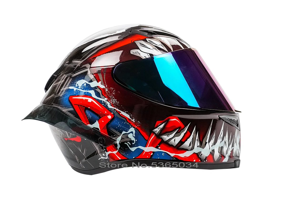 Мотоциклетный шлем на все лицо крутой Веном с большим спойлером для езды