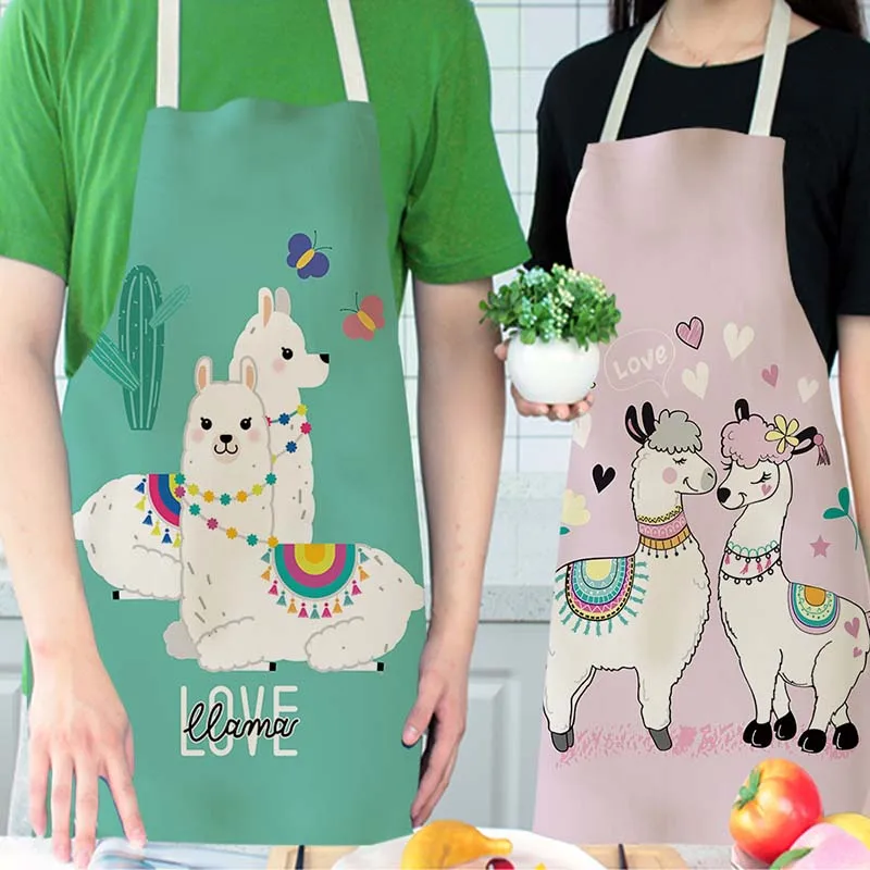 Милый фартук из хлопка и льна с альпакой 1 шт. кухонный без рукавов мультяшным