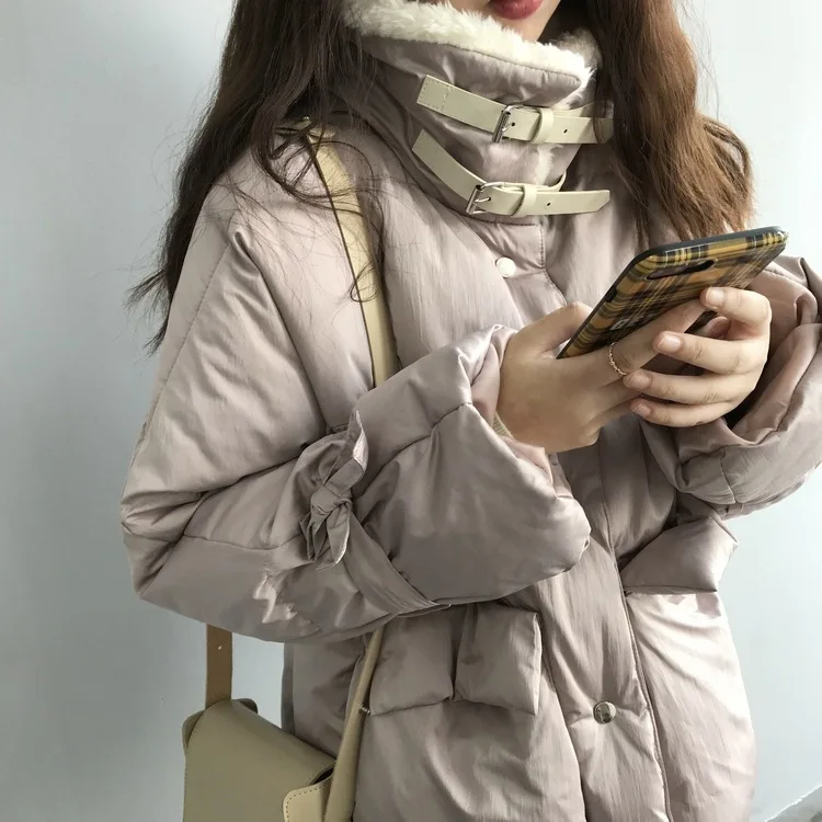 Winter New Thickened Solid Color Short ins Loose Bread Suit cotton-padded jacket Female
