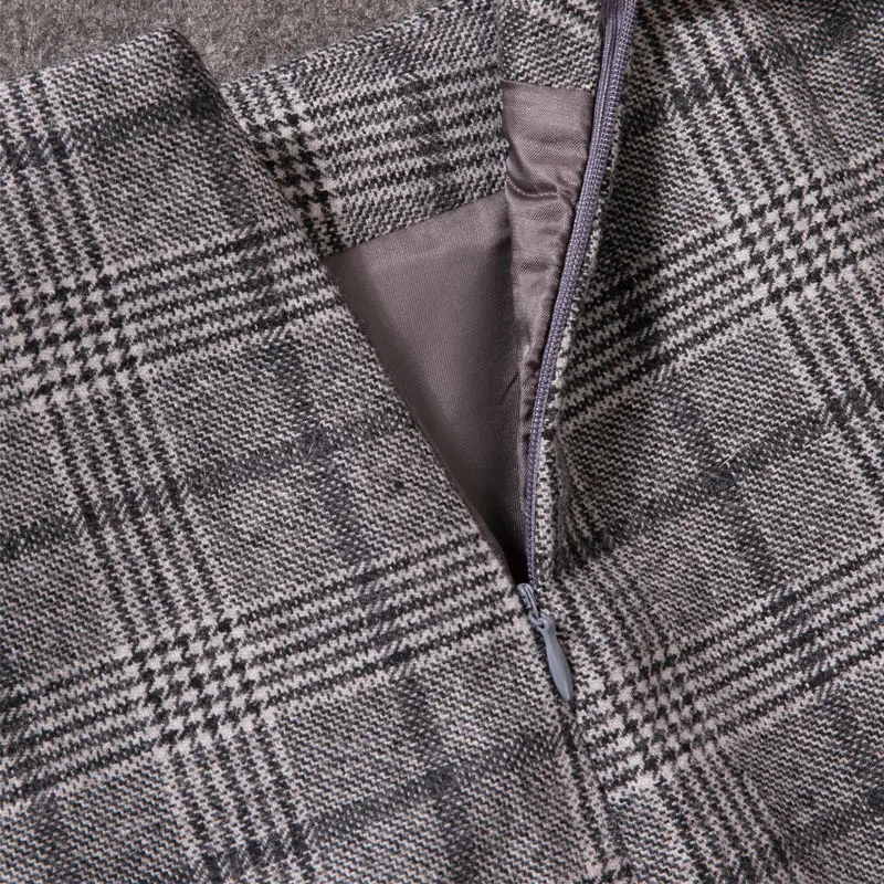 

Spring and Autumn Woolen Bag Hip Skirt 2021 New High-waist Slim-fit All-match Plaid Age-reducing A-line Short Skirt