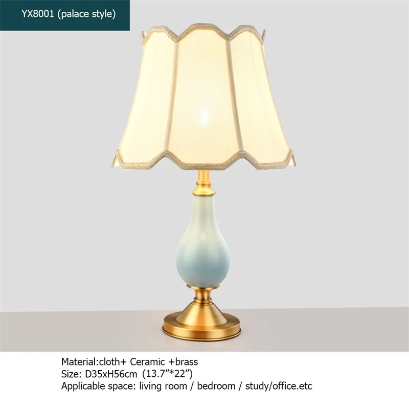 

8M Ceramic Table Lamps Brass Modern Luxury Fabric Desk Light Home Decorative for Living Room Dining Room Bedroom