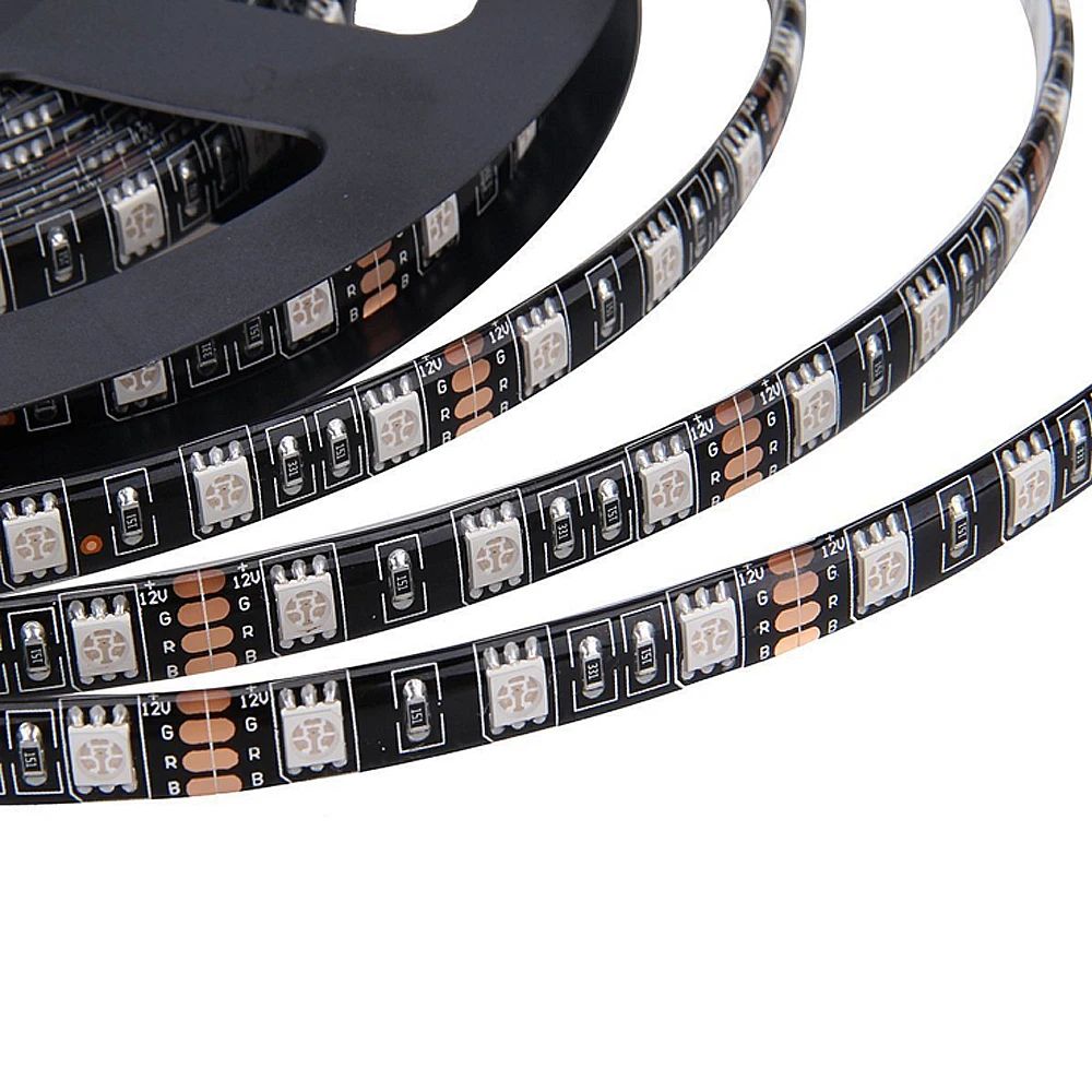 

LED Strip 5050 Black/White PCB DC12V Flexible LED Light 60 LED/m 5m/lot RGB 5050 LED Strip.5m/lot