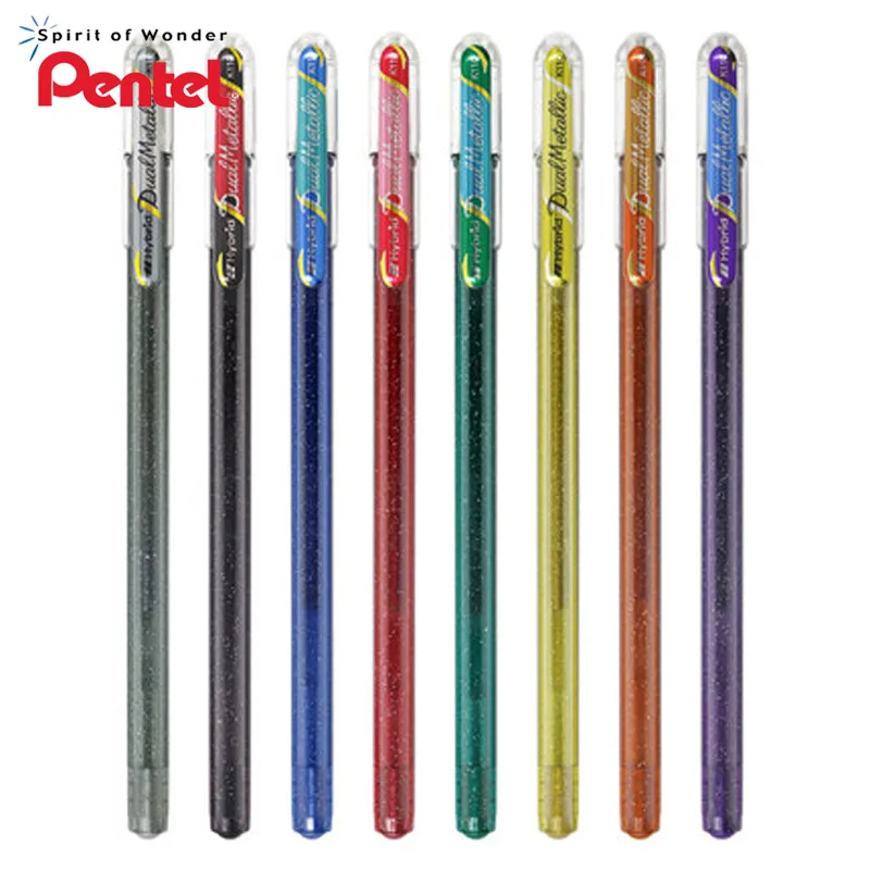 Гелевая ручка PENTEL с блестками двухцветная 1 0 мм | Канцтовары для офиса и дома
