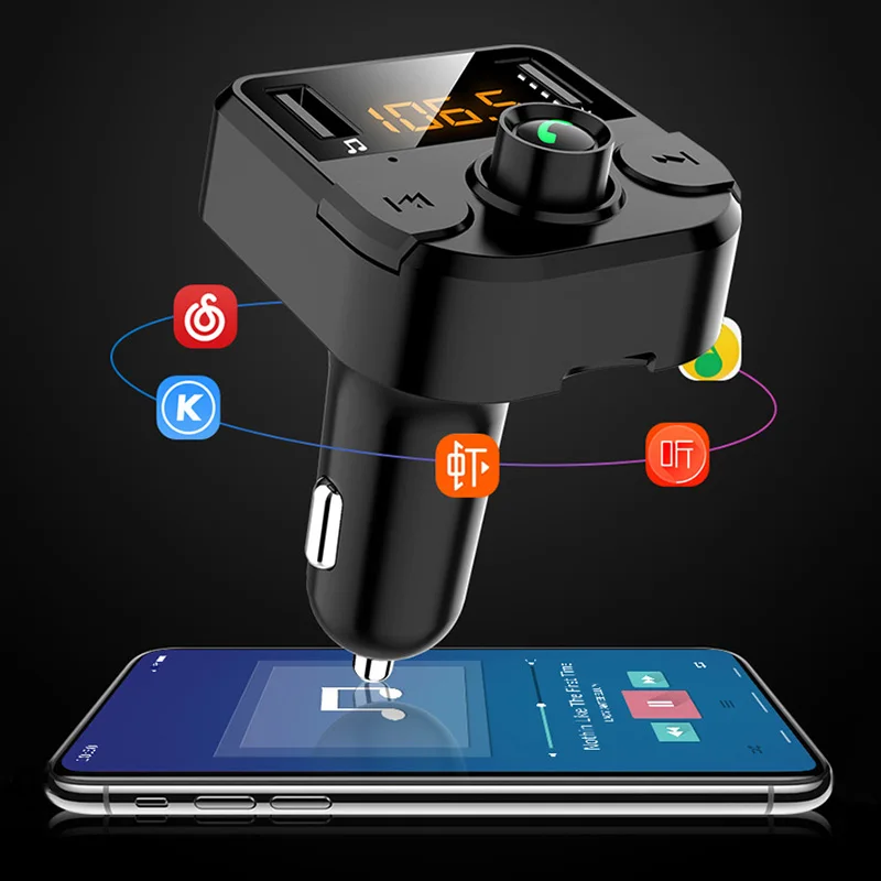 Беспроводной fm-передатчик Bluetooth автомобильный комплект MP3 музыкальный плеер Bluetooth 5,0 громкой связи вызов двойной зарядное устройство usb Поддержка TF карта