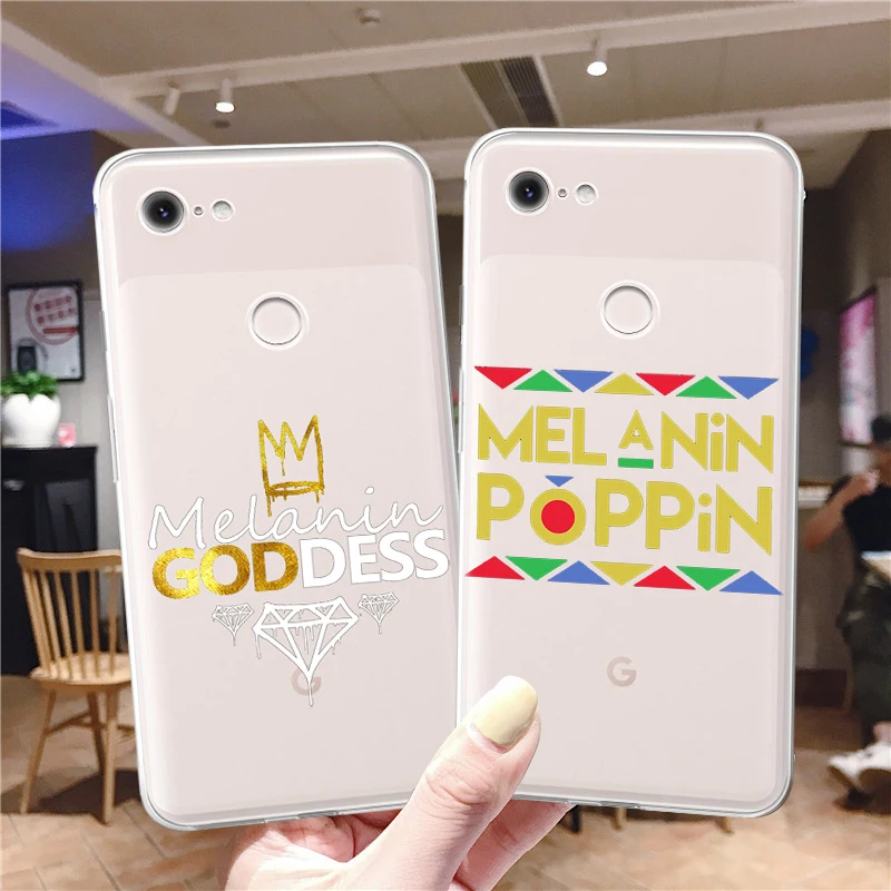 

Melanin Poppin Transparent Case for Google Pixel 6 6Pro 5 4 4a 3 3a 2 XL TPU Case for Pixel 5A 5XL 4XL 3XL 2XL 5G Cover Funda