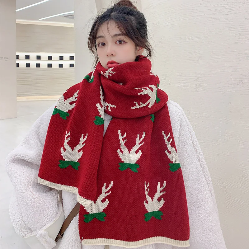 

2021 корейский шарф вязаный шарф утолщенный теплый и милый большой слюнявчик для школьницы