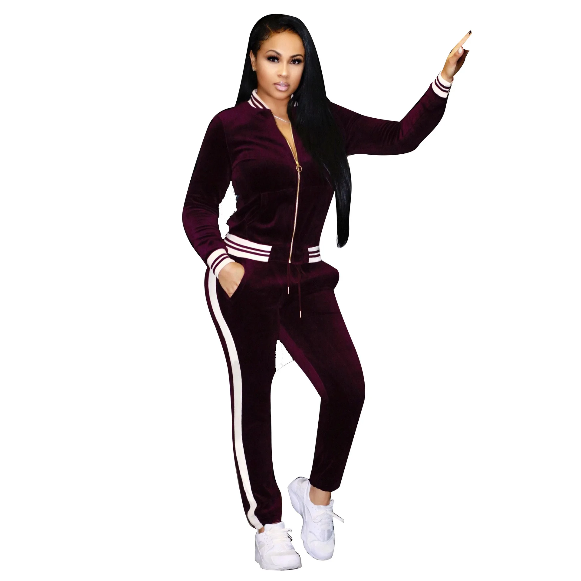 Женский Бархатный спортивный костюм осенний комплект из 2 предметов с вышивкой| |