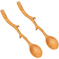 wooden twig shaped spoonlong handle spoon japanese style wood soup spoon kitchen utensil for soup cooking stirrer