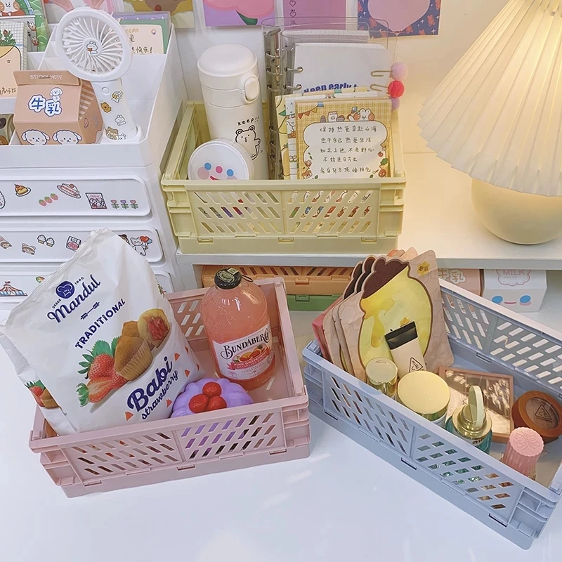 

Foldable Storage Basket Toy Food Snacks Sundries Container Folding Desktop Jewelry Holder Crate Case Home Kitchen Organizer Boxs