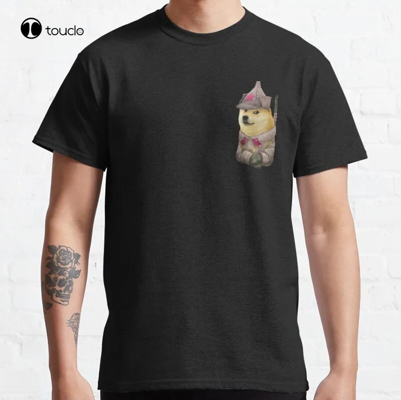 

Советская Классическая футболка Doge Soldier, хлопковая футболка унисекс