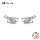 Женские Геометрические серьги-гвоздики Modian, классические серьги из стерлингового серебра 100% пробы с цирконием, эффектные свадебные ювелирные украшения