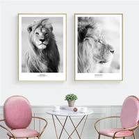modern wall art black and white lion posters and print africa wildlife animal canvas painting picture for living room home decor