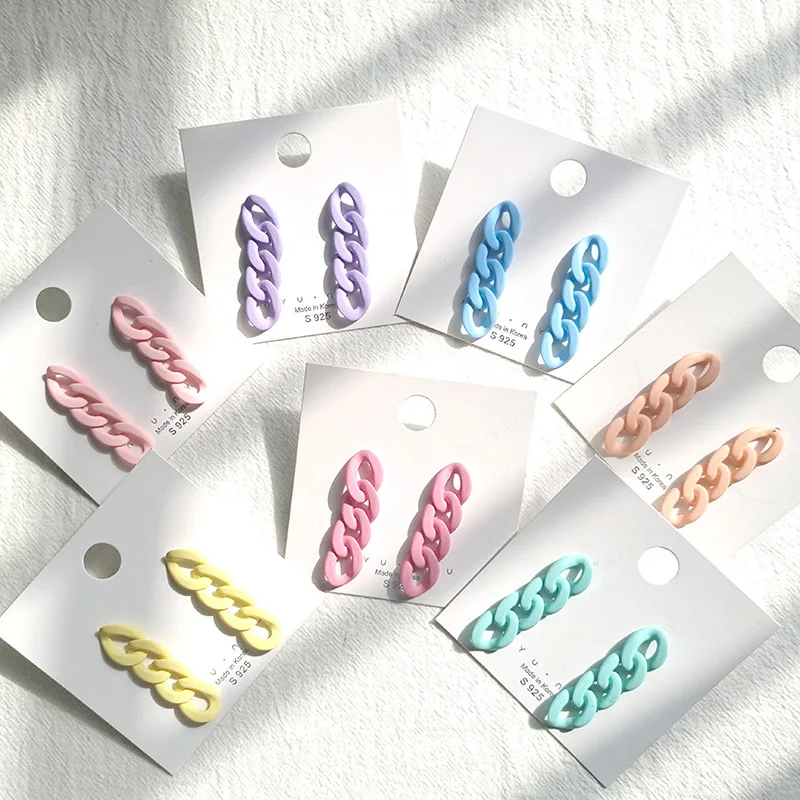 

Makersland Earrings For Women Acrylic Simple Chain Candy Color Geometric Long Chain Earring Trendy Colored Tassel Women Earrings