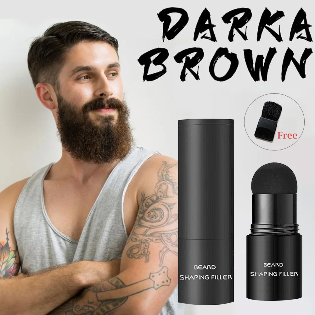 

Beard Filler Beard Filling Powder Stamp Waterproof Mustache Repair Enhancer Shaping Stamp for Men Black/Dark Brown