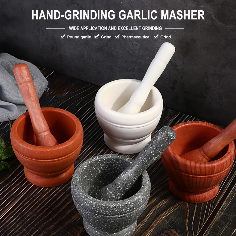 

Spice Crusher Resin Bowl Mortar Pestle Spice Pepper Crusher Herbs Grinder Garlic Mixing Bowl Press Bowl Kitchen Tools Dropship