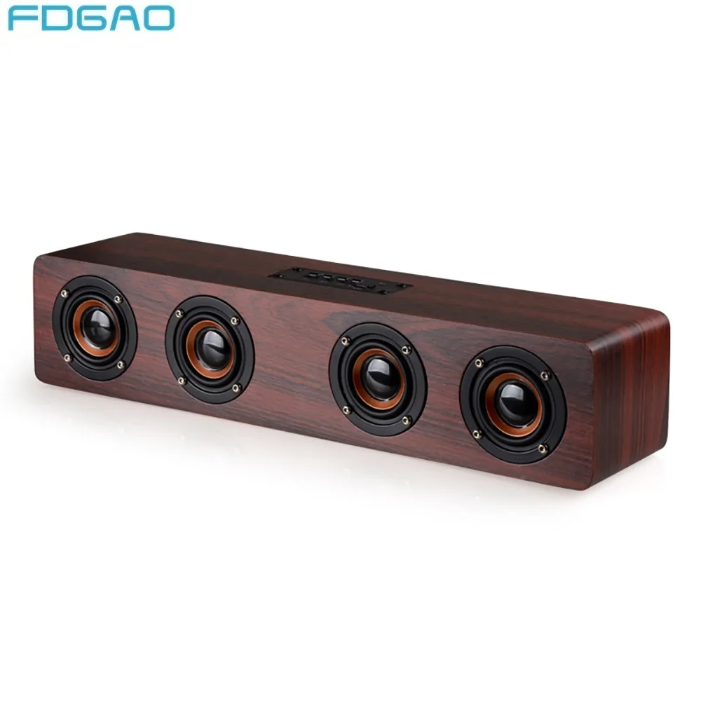 FDGAO Деревянный беспроводной Bluetooth Динамик ТВ домашний кинотеатр стерео компьютерный аудио 12 Вт Высокая мощность портативный fm-радио динамик