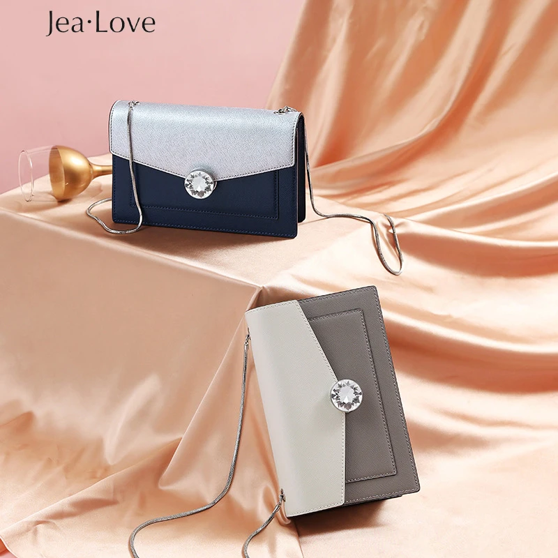 

Jea Love Fashion Simple Shoulder Bag Casual Messenger Bag Korean Commuter Hit Color Diamond Chain Bag