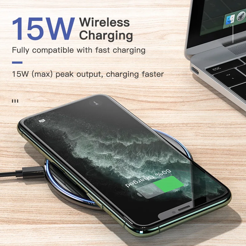 fdgao 15w fast wireless charger for samsung galaxy s21 s20 s10 qi induction charging pad for iphone 12 11 pro xs max xr x 8 plus free global shipping