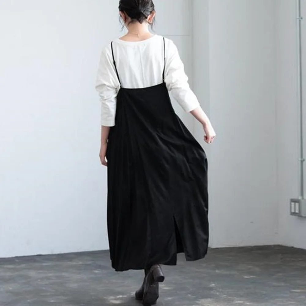 

Women Dress Japan Style Female Girl Spring Solid Color 2021 Elegant Sling Dress Retro Satin Aline Dress Japan Women Casual Dress