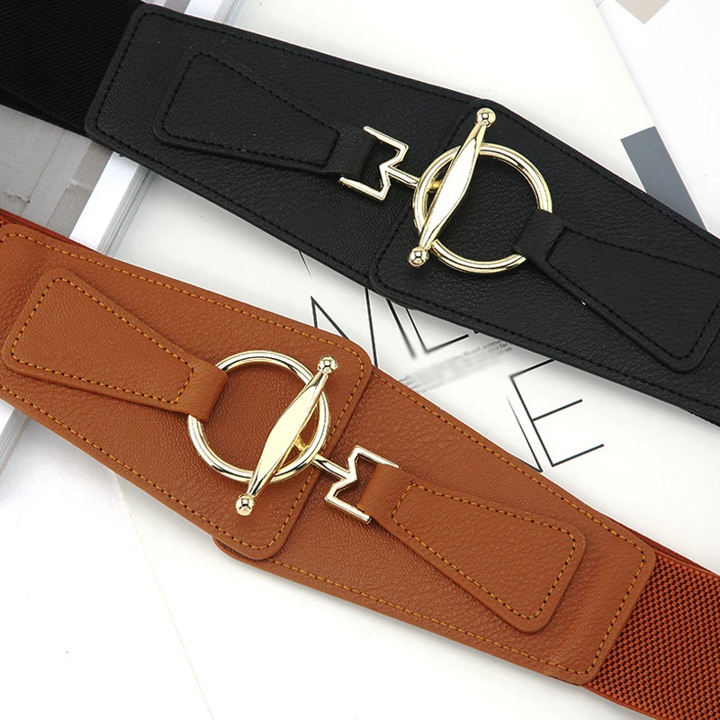

Female Skirt Waistband Women Fashion Belt Vintage Wide Elastic Stretch Buckle Waist Belt Waistband Party Dress Decor Drop Ship